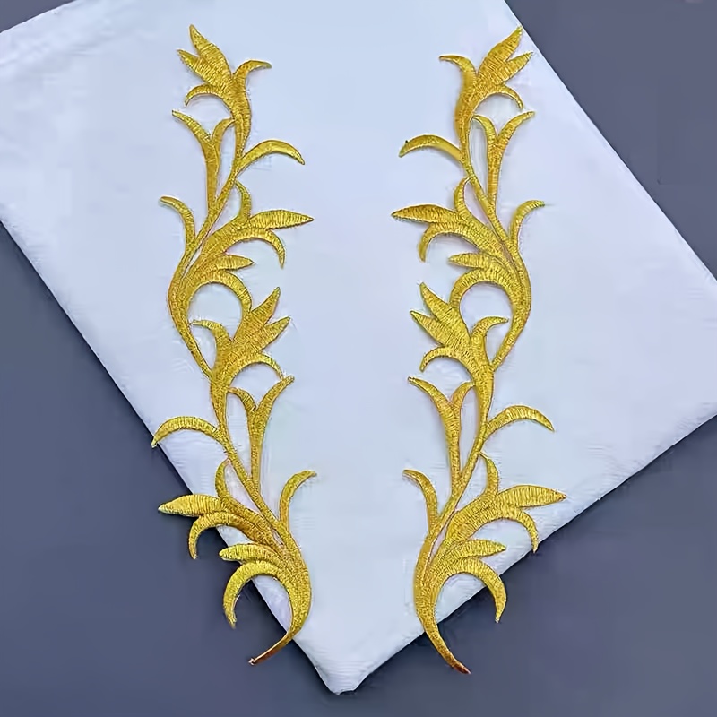 Embroidered Flower Patches, 1 Pair of Decorative Fabric Patches
